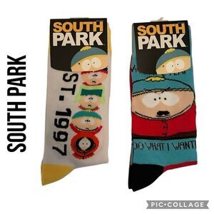 South Park Cartoon Socks 2 Pair Pack Bioworld Size 10–13